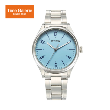 Titan 1802SM07 Urban Light Blue Dial Analog Metal Strap Watch for Men