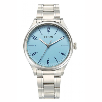 Titan 1802SM07 Urban Light Blue Dial Analog Metal Strap Watch for Men