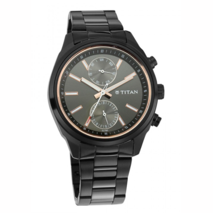 Titan Neo 1733NM01 Multifunction Mono Black Dial Stainless Steel Strap Quartz Men's Watch Titan Neo 1733NM01 Multifunction Mono Black Dial Stainless Steel Strap Quartz Men's Watch