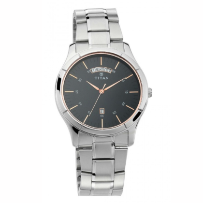 Titan Workwear 1767SM02 Black Dial Stainless Steel Strap Quartz Men's Watch Titan Workwear 1767SM02 Black Dial Stainless Steel Strap Quartz Men's Watch