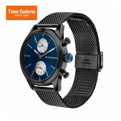 Titan 1805NM03 Black Dial Stainless Steel Strap Quartz Men's Watch