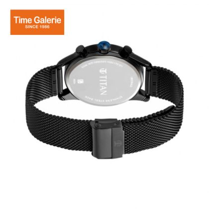 Titan 1805NM03 Black Dial Stainless Steel Strap Quartz Men's Watch