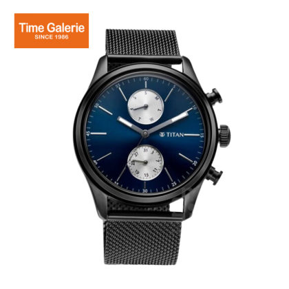 Titan 1805NM03 Black Dial Stainless Steel Strap Quartz Men's Watch