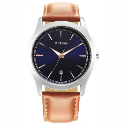 Titan 1823SL07 Blue Dial Leather Strap Quartz Men's Watch Titan 1823SL07 Blue Dial Leather Strap Quartz Men's Watch