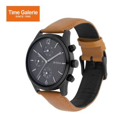 Titan 1805NL02 Workwear Watch with Black Dial & Leather Strap Titan 1805NL02 Workwear Watch with Black Dial & Leather Strap
