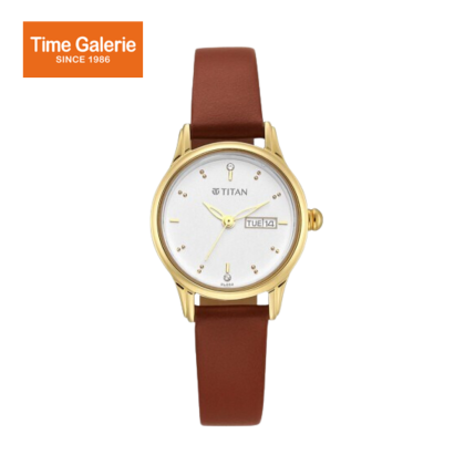 Titan Lagan 2656YL01 White Dial Leather Strap Quartz Women's Watch Titan Lagan 2656YL01 White Dial Leather Strap Quartz Women's Watch