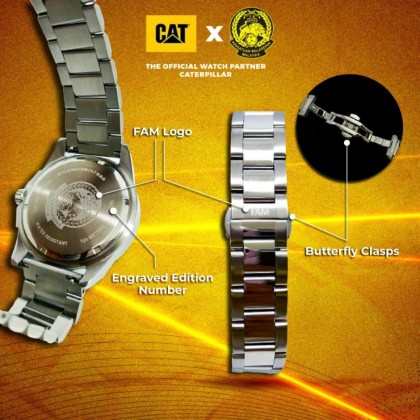 CAT x Harimau Malaya FAM 2.0 QC-141-11-117F Limited Edition Stainless Steel Band Analog Men Watch CAT x Harimau Malaya FAM 2.0 QC-141-11-117F Limited Edition Stainless Steel Band Analog Men Watch