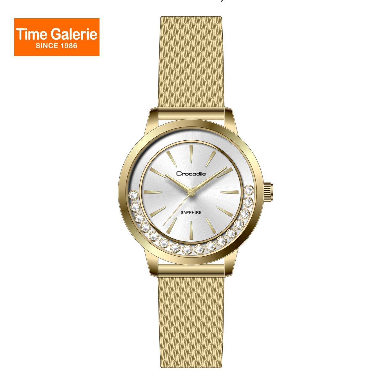 Gold Crocodile Watch Women Gold Tone Croc Style Band Rectangle