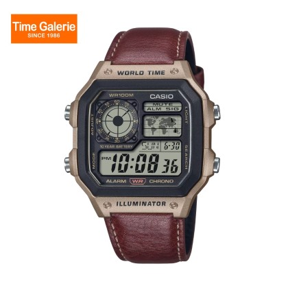 Casio General AE-1200WHL-5AV Leather Band Digital Men Watch