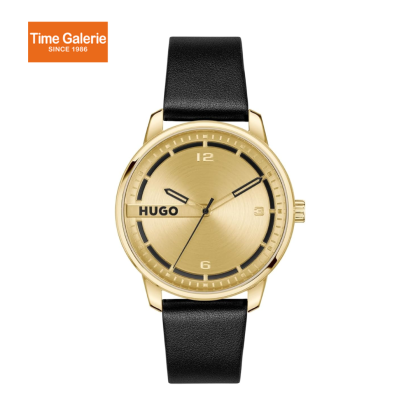 Hugo 1530363 Stainless Steel Case Gold Dial Black Calfskin Strap Men Watch Hugo 1530363 Stainless Steel Case Gold Dial Black Calfskin Strap Men Watch