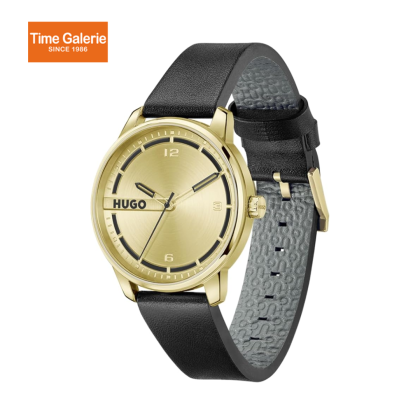 Hugo 1530363 Stainless Steel Case Gold Dial Black Calfskin Strap Men Watch Hugo 1530363 Stainless Steel Case Gold Dial Black Calfskin Strap Men Watch