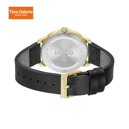 Hugo 1530363 Stainless Steel Case Gold Dial Black Calfskin Strap Men Watch Hugo 1530363 Stainless Steel Case Gold Dial Black Calfskin Strap Men Watch