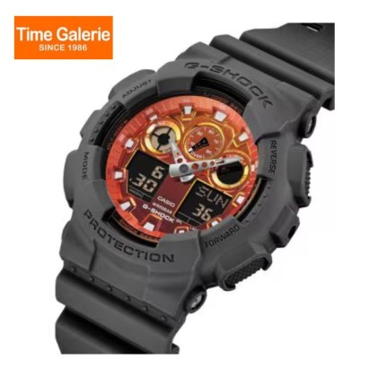Casio G-Shock Flame Inside Series GA-100FL-8A Grey Resin Band Men Sport Watch Casio G-Shock Flame Inside Series GA-100FL-8A Grey Resin Band Men Sport Watch