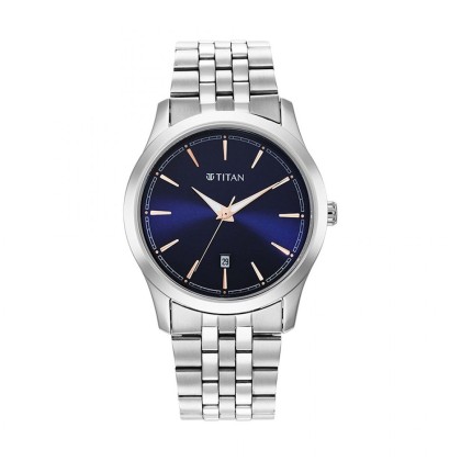 Titan Trendsetters 1823SM02 Blue Dial Stainless Steel Strap Quartz Men Watch