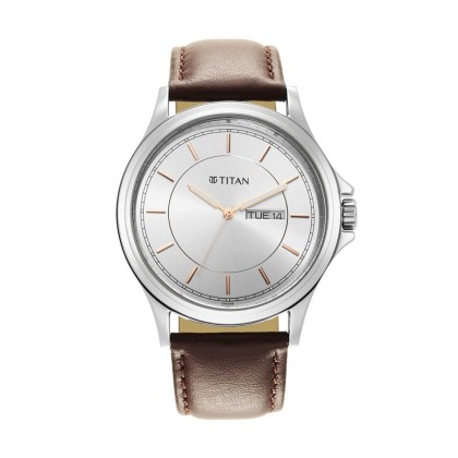 Titan Trendsetters 1870SL03 White Dial Leather Strap Quartz Men Watch Titan Trendsetters 1870SL03 White Dial Leather Strap Quartz Men Watch