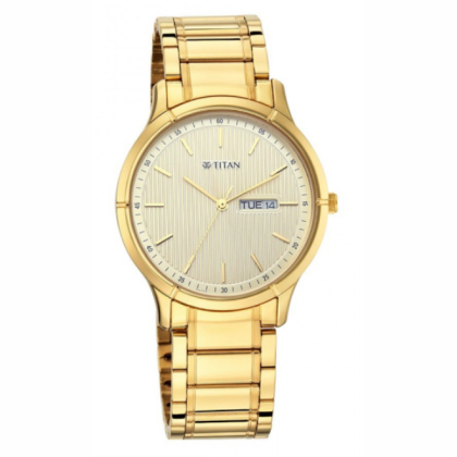 Titan Lagan 1775YM02 Gold Dial Stainless Steel Strap Quartz Men Watch Titan Lagan 1775YM02 Gold Dial Stainless Steel Strap Quartz Men Watch