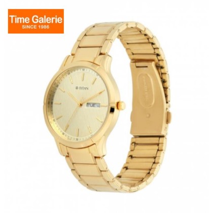 Titan Lagan 1775YM02 Gold Dial Stainless Steel Strap Quartz Men Watch Titan Lagan 1775YM02 Gold Dial Stainless Steel Strap Quartz Men Watch