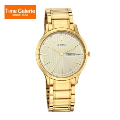 Titan Lagan 1775YM02 Gold Dial Stainless Steel Strap Quartz Men Watch Titan Lagan 1775YM02 Gold Dial Stainless Steel Strap Quartz Men Watch