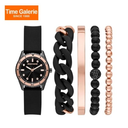 Skechers SR9113 Bracelet Set Black Silicone Strap Women Watch Skechers SR9113 Bracelet Set Black Silicone Strap Women Watch