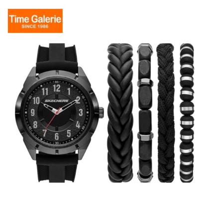 Skechers SR9120 Bracelet Set Black Silicone Strap Men Watch