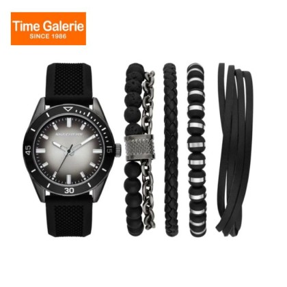 Skechers SR9124 Bracelet Set Black Silicone Strap Men Watch