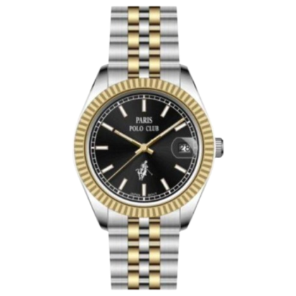 Paris Polo Club PPC-EA20-SG-BK Two Tone Solid Steel Band Women Watch