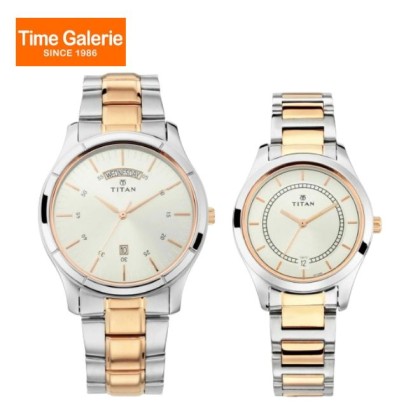 Titan Bandhan 17672596KM01 Day and Date Silver Dial Stainless Steel Strap Quartz Couple Watch Titan Bandhan 17672596KM01 Day and Date Silver Dial Stainless Steel Strap Quartz Couple Watch