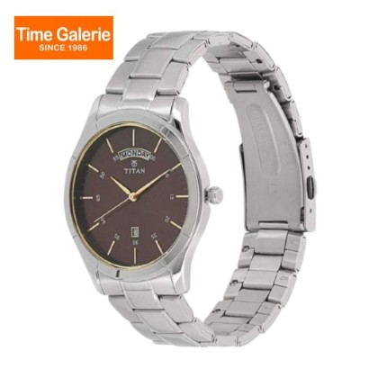 Titan Workwear 1767SM03 Brown Dial Stainless Steel Strap Quartz Men Watch