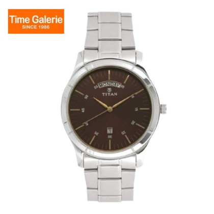 Titan Workwear 1767SM03 Brown Dial Stainless Steel Strap Quartz Men Watch