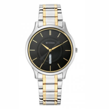 Titan Lagan 1845BM01 Black Dial Stainless Steel Strap Men Watch