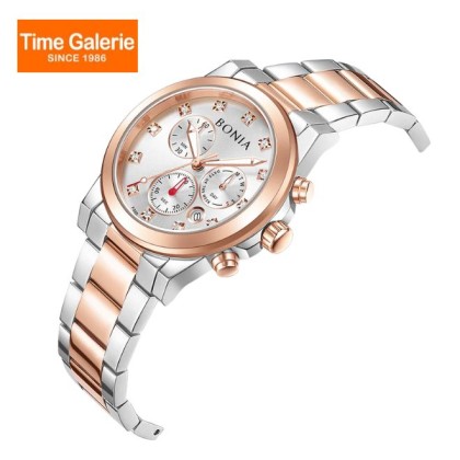 Bonia Chronograph BNB10846-2617C Silver Sunray Dial Color Women Watch
