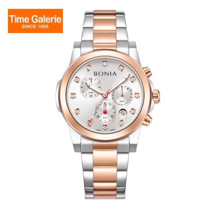 Bonia Chronograph BNB10846-2617C Silver Sunray Dial Color Women Watch