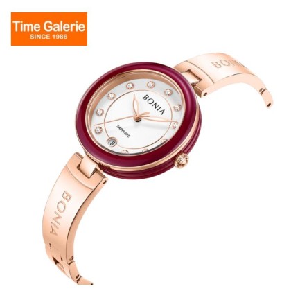 Bonia Elegance 3 Top Rings Set BNB10864-2517S White Ceramic Dial Color Women Watch