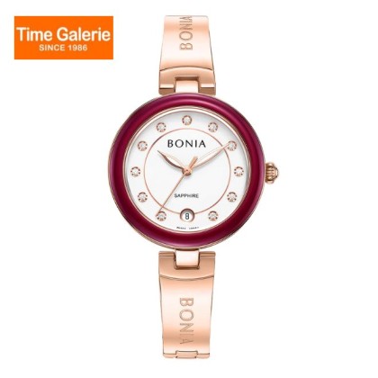 Bonia Elegance 3 Top Rings Set BNB10864-2517S White Ceramic Dial Color Women Watch