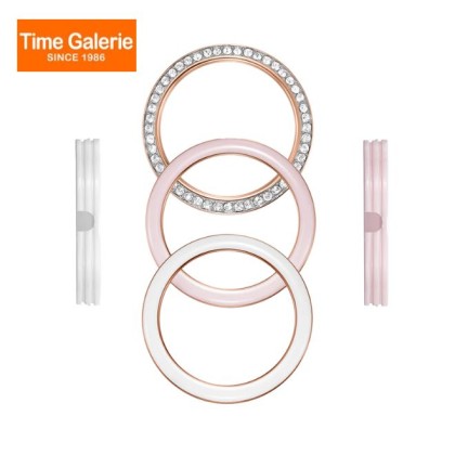 Bonia Elegance 3 Top Rings Set BNB10864-2517S White Ceramic Dial Color Women Watch
