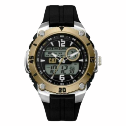 CAT SPORTICA ME-145-21-134 Digital And Analog Black Gold Pu Strap Men Watch CAT SPORTICA ME-145-21-134 Digital And Analog Black Gold Pu Strap Men Watch