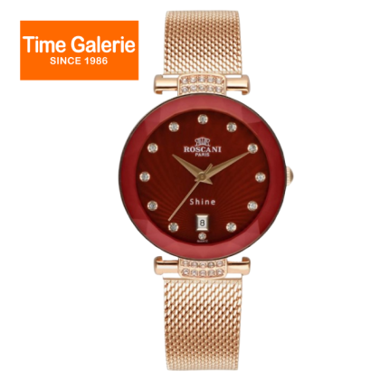 ROSCANI ROSWS96450 Red Dial 34MM Rose Gold Stainless Steel Strap Analog Women Watch