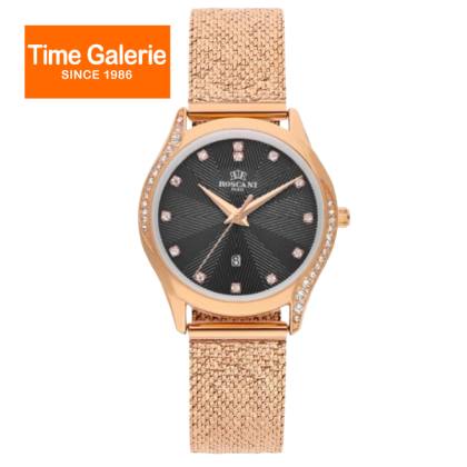 ROSCANI ROSWS12453 Black Dial Rose Gold Stainless Steel Strap Analog Women Watch