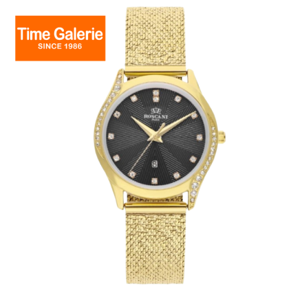 ROSCANI ROSWS12553 Black Dial Gold Stainless Steel Strap Analog Women Watch
