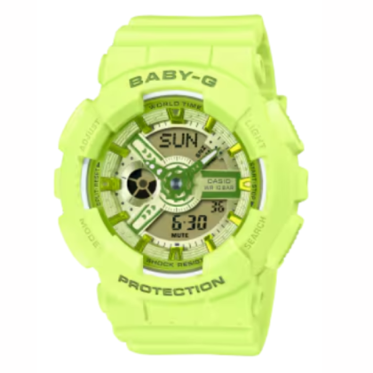 Casio Baby-G BA-110YK-3A Light Green Resin Band Women Sports Watch Casio Baby-G BA-110YK-3A Light Green Resin Band Women Sports Watch