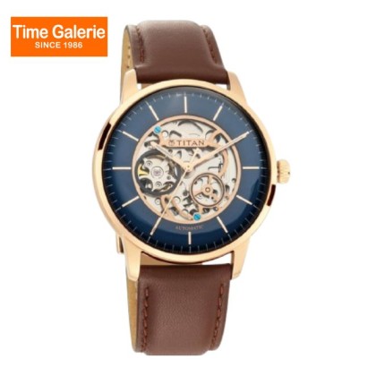 Titan Automatics NS90110WL02 Blue Dial Leather Strap Automatic Men's Watch 
