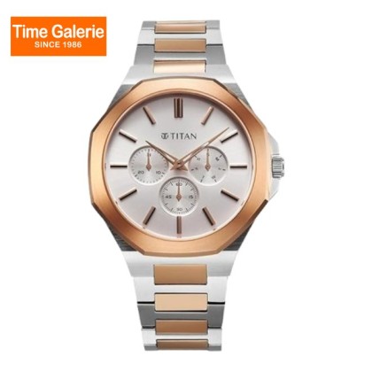 Titan Classic Slim Multifunction 90198KM01 Silver Dial Stainless Steel Strap Men Watch