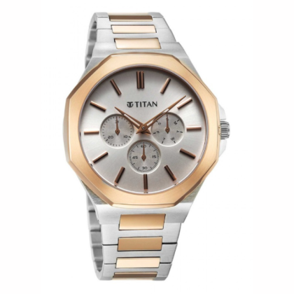 Titan Classic Slim Multifunction 90198KM01 Silver Dial Stainless Steel Strap Men Watch