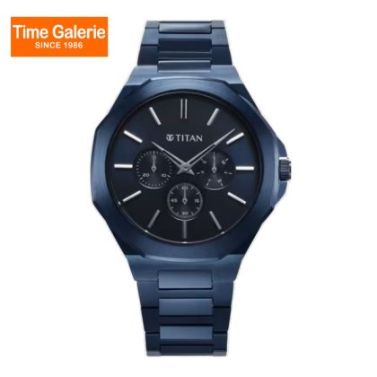 Titan Classic Slim Multifunction 90198QM01 Blue Dial Stainless Steel Strap Men Watch Titan Classic Slim Multifunction 90198QM01 Blue Dial Stainless Steel Strap Men Watch