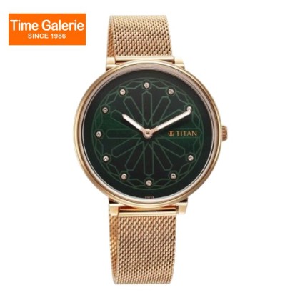 Titan Marhaba 2673WM03 Green Dial Stainless Steel Strap Quartz Women's Watch 