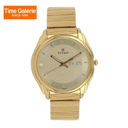 Titan Quartz 1578YM05 Champagne Dial Stainless Steel Strap Quartz Men's Watch 