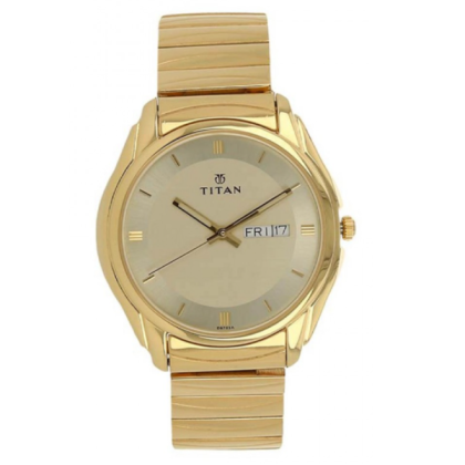 Titan Quartz 1578YM05 Champagne Dial Stainless Steel Strap Quartz Men's Watch 