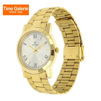Titan Quartz 1644YM01 Silver Dial Stainless Steel Strap Quartz Men's Watch 