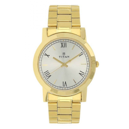 Titan Quartz 1644YM01 Silver Dial Stainless Steel Strap Quartz Men's Watch 