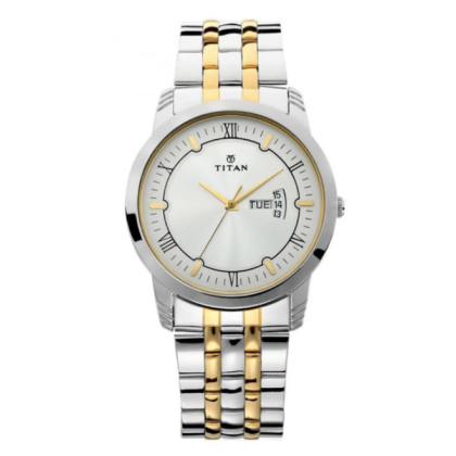 Titan Quartz 1774BM01 Silver Dial Stainless Steel Strap Quartz Men's Watch 